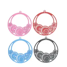 DoreenBeads модные медные Филигранное тиснение Подвески черный синий красочные круглые шестерни стиль ювелирные изделия амулеты «сделай сам» 42x39 мм, 10 шт