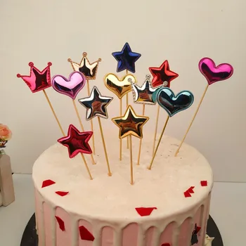 

SUEF Cute Crown Star Cake Topper For Birthday Lovely Cake Flag Baby Shower For Girls Diy Party Cake Decorations Accessories