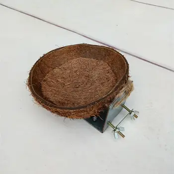 

AsyPets Bird Natural Coconut Shell Food Bowl Coconut Shell Nest Bird Standing Rod Natural Skin Station Bar Swing