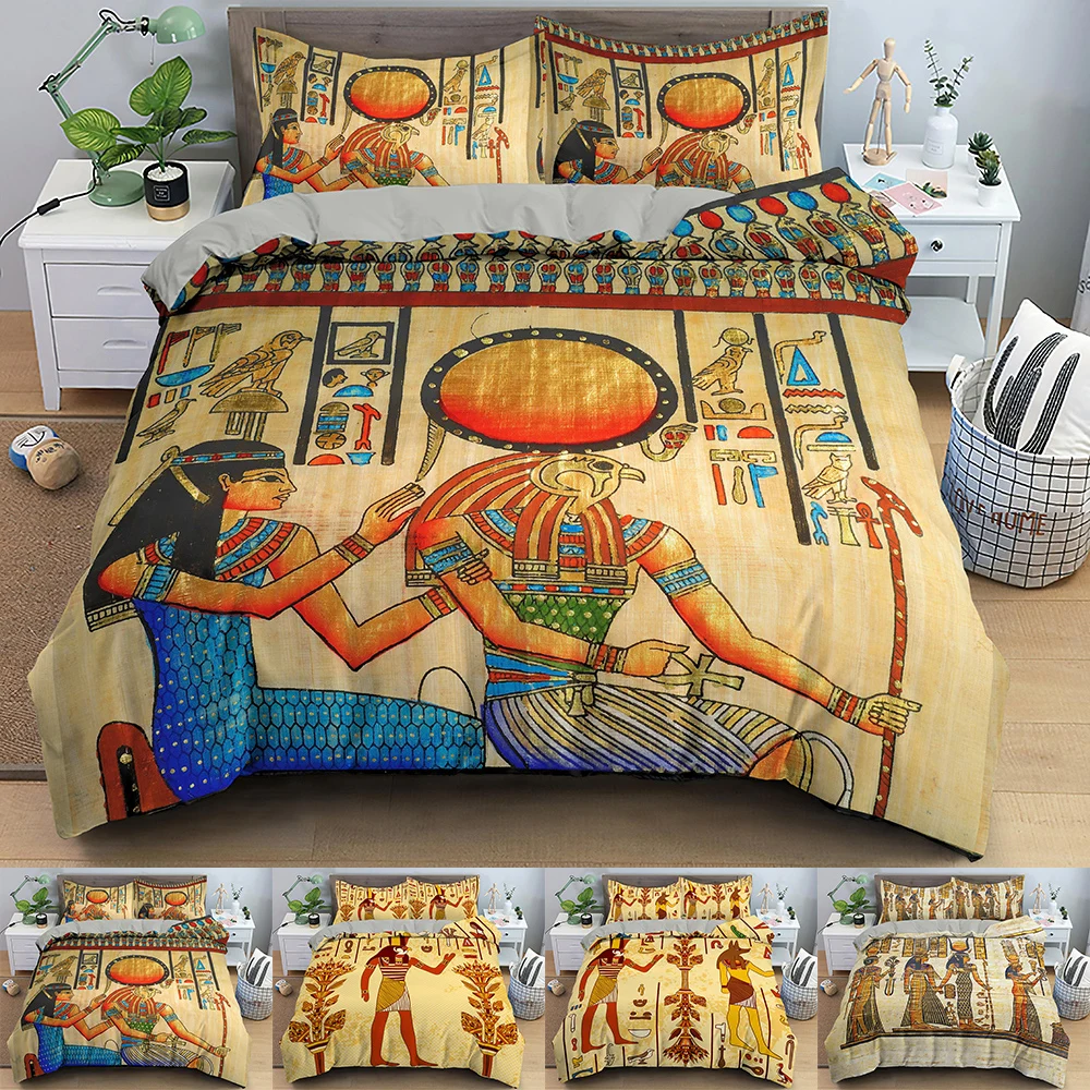 Egyptian Bedding Set Ancient Egypt Civilization Duvet Cover Characters Home Textiles Bedclothes 2/3PCS | Дом и сад