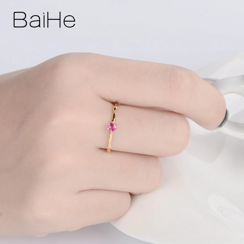 BAIHE однотонные 14K желтое золото 3 5 мм круглые фотообои свадебные женские Модные