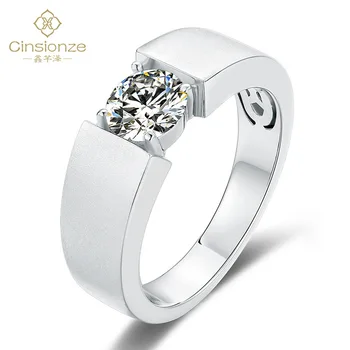 

Cinsionze Men's Simple 925 Sterling Silver Rings Wedding Bands Engagement Ring 1.0CT Moissanite Diamond Ring Anniversary Gifts
