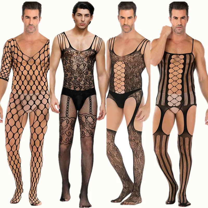 sexy lingerie mesh teddy man netting body stocking hot porno cosplay fun underwear sexy costumes intimates man hose bodysuits