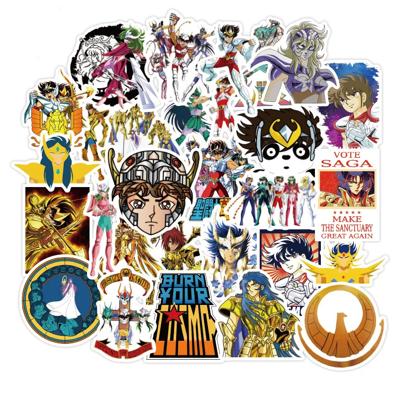 

50 Pcs Anime Saint Seiya Sticker Anime Decals Action Stickers For Laptop Suitcase Skateboard Fridge Bicycle Waterproof Stickers