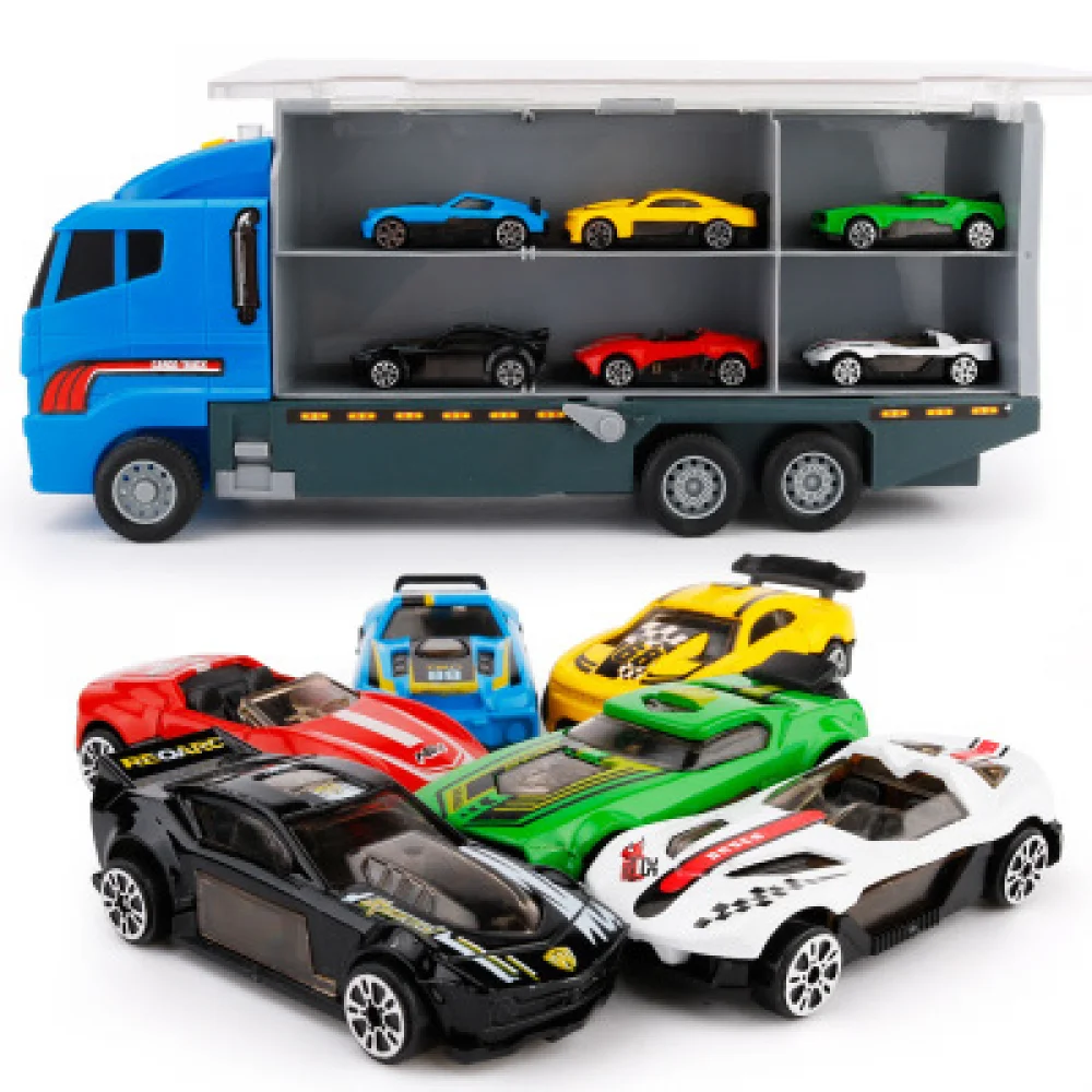 6PCS Truck Alloy Model Toys Car Diecast Container Truck Combination Engineering vehicles Educational Toy Kids Birthday Gift