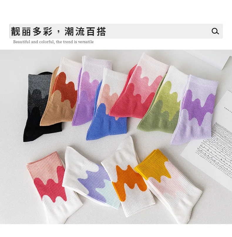 Ins Fashion Pinkycolor Women Socks Girls New Street Sports Warmer Thicken Spring Solid Colorful Middle Tube Soft free shipping