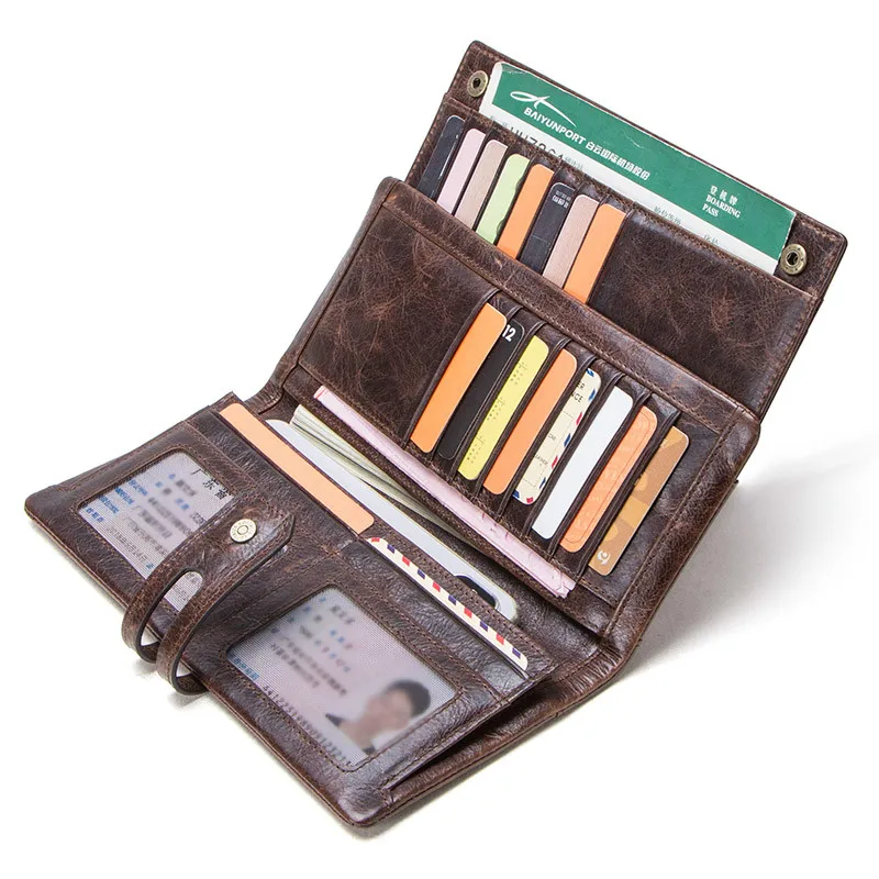 Женский кошелек-клатч из натуральной кожи на молнии, портмоне для телефона, съемный держатель для карт, паспорта, Длинный кошелек для женщин
