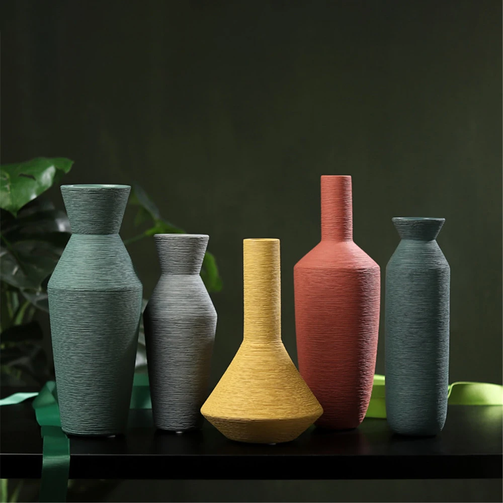 Скандинавская сушеная керамическая ваза для цветов, простые настольные художественные украшения, цветочные бутылки для гостиной, шикарный контейнер для компоновки растений