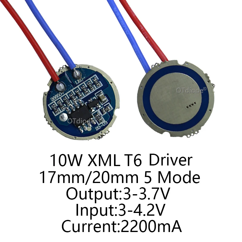 Cree XML XM-L T6 10 Вт высокой мощности Мощность светодиодный излучатель холодный белый диод 16/20 мм PCB+ 17 мм/22 мм DC3.7V 12V EL драйвер