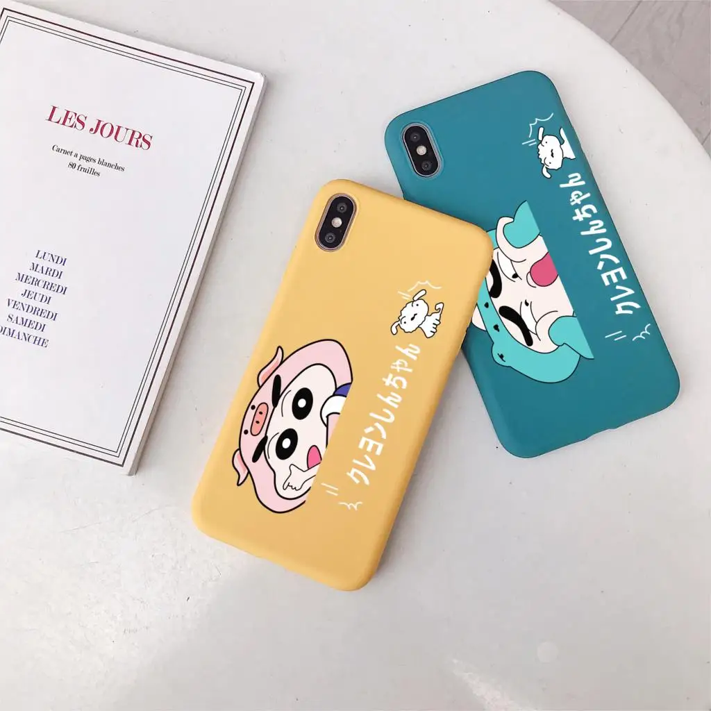 Japan Cartoon Cute Chibi Maruko Chan Phone Case For iPhone 6 6s 7 8 Plus X XR XS Max Crayon Shinchan Soft TPU Candy Back Cover |