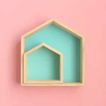 

Nordic Style Wood Wall Shelf for Kid Room Storage Organizer Wall Shelves House Shape Home Decoration Rack Bedroom Accessories