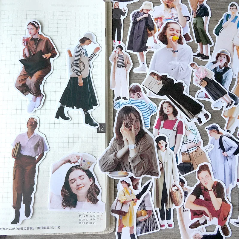Japanese Magazine Style Street Shooting Sticker DIY Scrapbooking Journal Base Collage Phone Diary Album Happy Planner Decoration cartoon stickers decorative stickers self adhesive stickers custom stickers stationery stickers anime stickers paper stickers adhesive stickers magnetic bookmark