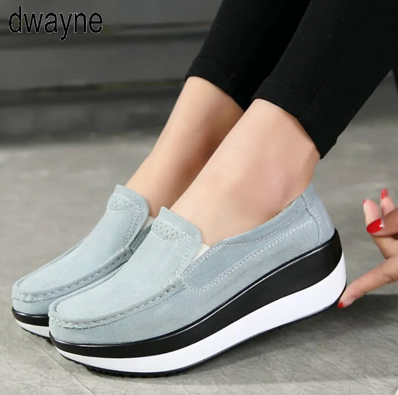 

2019 New Platform Shoes Woman Flat Shoes Women Flats Slip on Leather Loafers Creepers Breathable Casual Shoes Plus Size fgb67