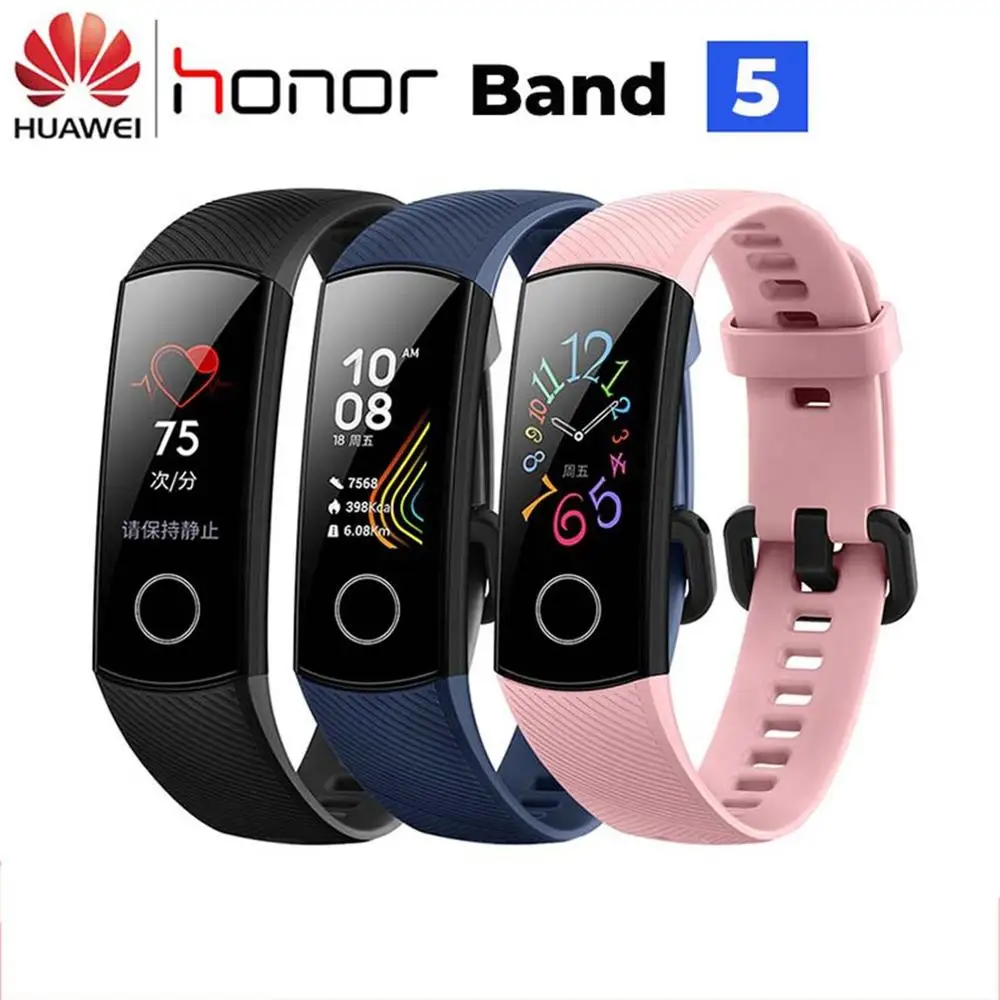 Kaufen Huawei Honor Band 5 Smart Band AMOLED Huawei Smart Armband Blut Sauerstoff Herz Wut Ftness Schlaf Tracker Sport Band GPS