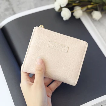 

LILY QUEEN Women Fashion Short Wallet Ladies Business Card Holder PU Leather Solid Hasp Purse Girls Money Bag