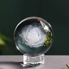 Laser Engraving Rose 3d Crystal Ball Meditation Glass Sphere Office Home Decor Accessories Valentine's Christmas Gift For Family