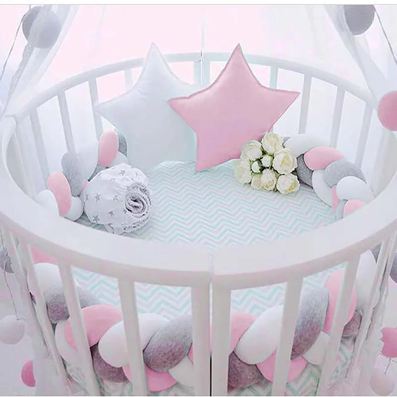 Бампер для новорожденной кровати, длинная плетеная Подушка с узелком, детская кроватка для новорожденных, бампер для кровати, декор для детской комнаты(3 метра