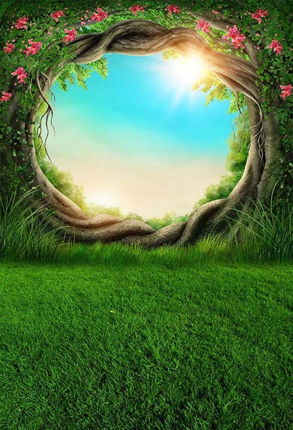 5x7FT Green Grass Garden Sunshine Round Root Door Flowers View Custom Photo Studio  Background Backdrop Vinyl 150cm x 220cm|Background| - AliExpress