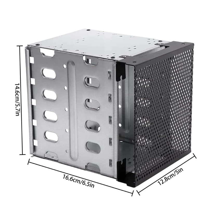 2024 New Hard Drive Cage,Stainless Steel Cage Hard Drive Tray Rack with Fan Adapter Rack Bracket for Computer SATA 5.25