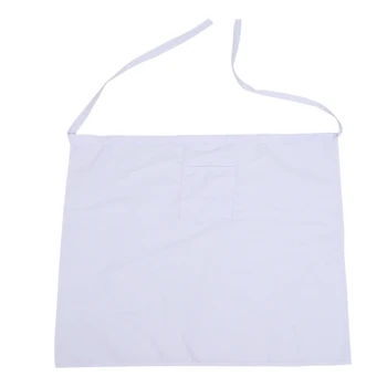 

Kitchen Ware Chef Half Bistro Apron with Center Divide Pocket-White