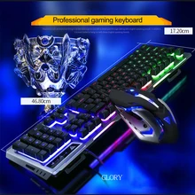 Klavye ve fare İngilizce RGB LED ışık aydınlatmalı arkadan aydınlatmalı oyun klavyesi mekanik benzer ergonomik PC Gamer için