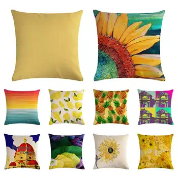 

European style castle pattern cushion cover ice cream goat pillow cover linen car chair sofa fashion home decoration 45x45cm