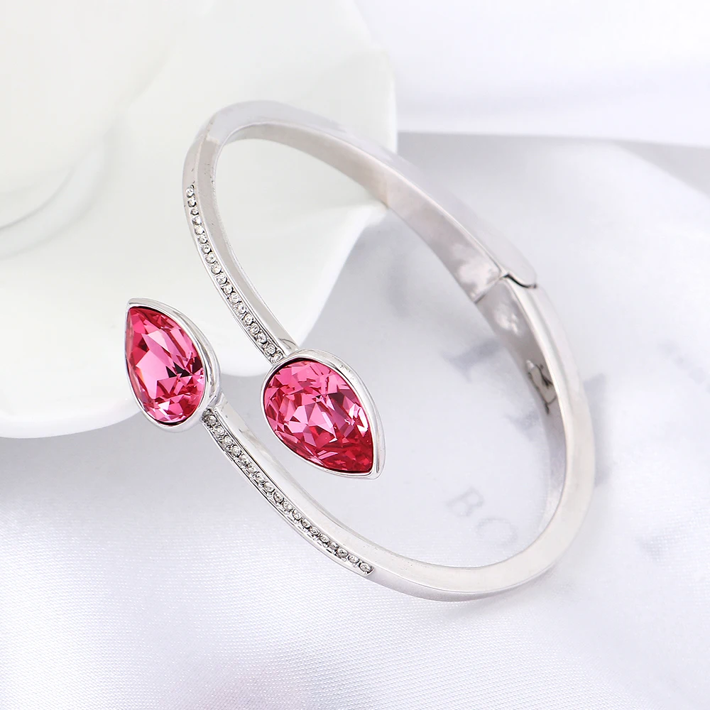 Роскошные двойные капли воды браслеты Кристаллы из браслеты Swarovski браслеты для женщин Мода Открытый браслет свадебные украшения