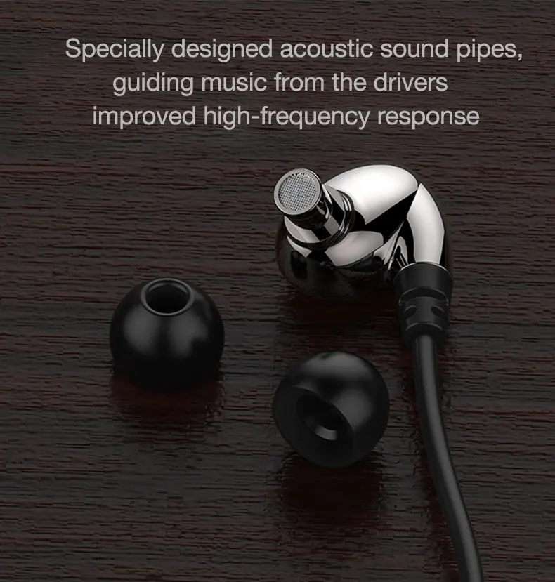 Studio Earphone dual phase drivers Headphones In ear Audiophile Headset Hi Res and High Fidelity Stereo with ergonomic titanium