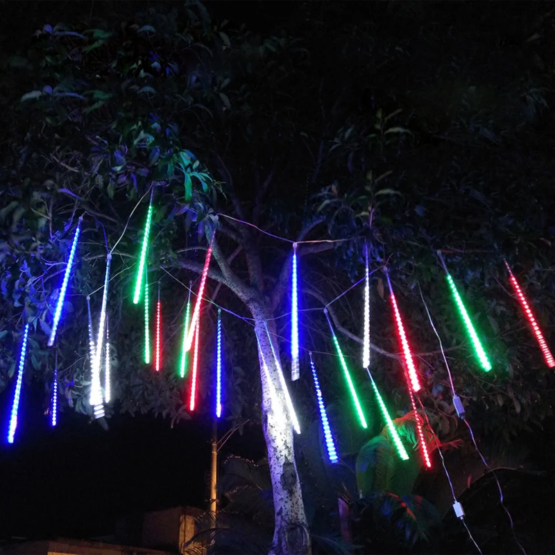 New Year 20cm 30cm 50cm Outdoor Meteor Shower Rain 8 Tubes Led String Lights Waterproof For Christmas Wedding Party Decoration