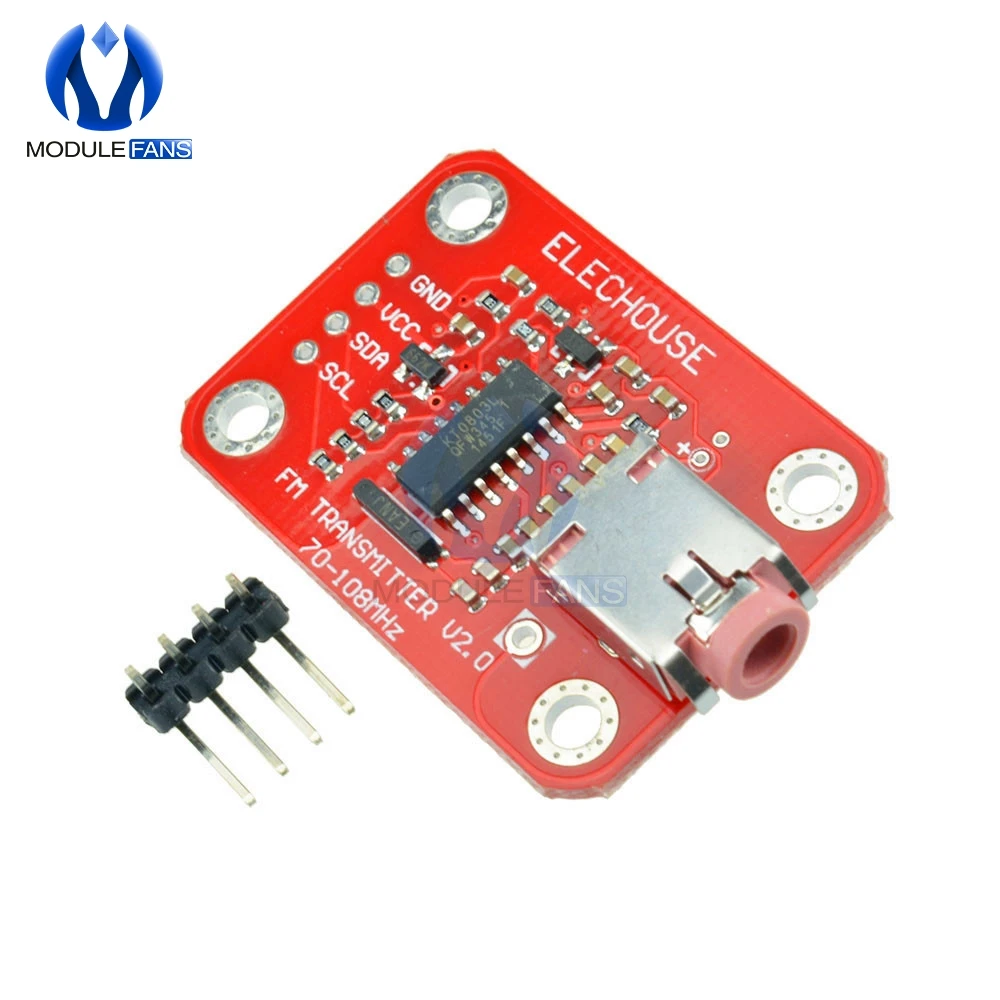 

FM Radio Transmitter Module V2.0 Digital Radio Transmitter Board for Arduino TTL MIC VCC SDA SCL 3V 5V I2C IIC Interface