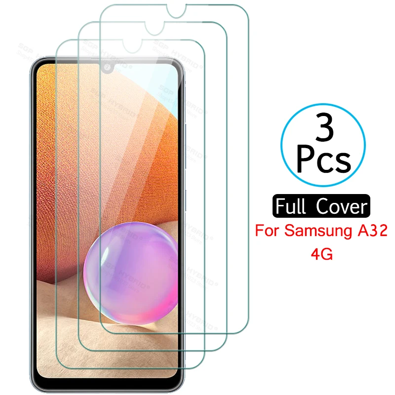 Buen valor Protector de pantalla para Samsung A32 4G 5G, cristal templado claro para Galaxy A32 4G 5G 2021, cubierta de Sklo limpio transparente, 3 hojas oo3KM691a3Z