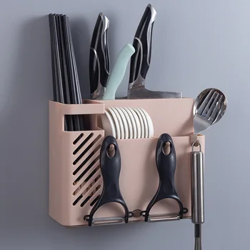 

Fork Spoon Drain Tray Compartment Firmly Moistureproof Tableware Rack Multifunction Kitchen Space Saving Wall Mounted Punch Free