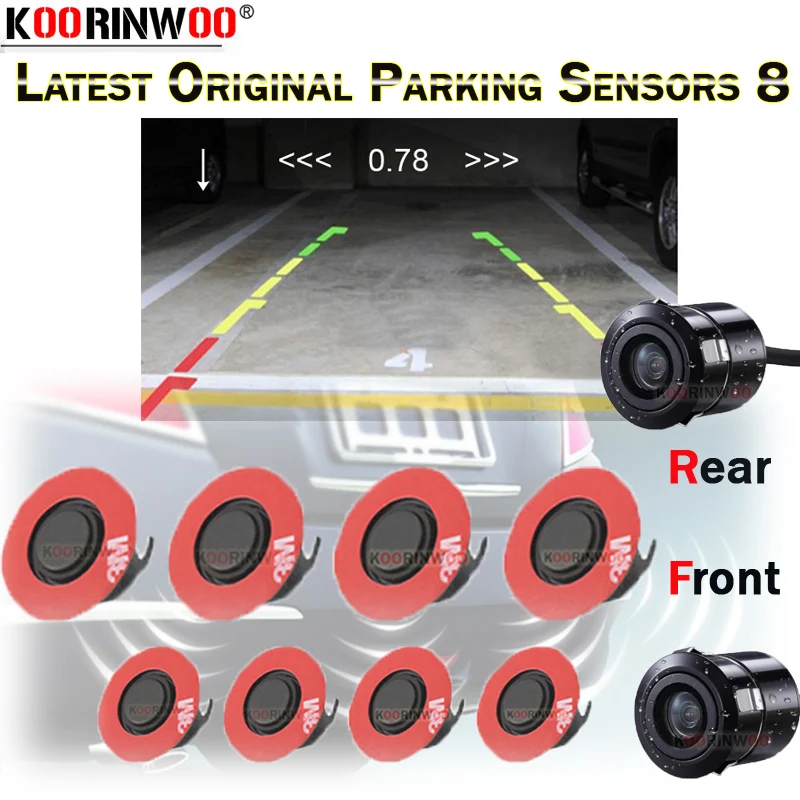 Koorinwoo Car Reverse Video Parking Radar 4 Sensor Rear View Backup Security System Sound Buzzer Alert Alarm for Camera