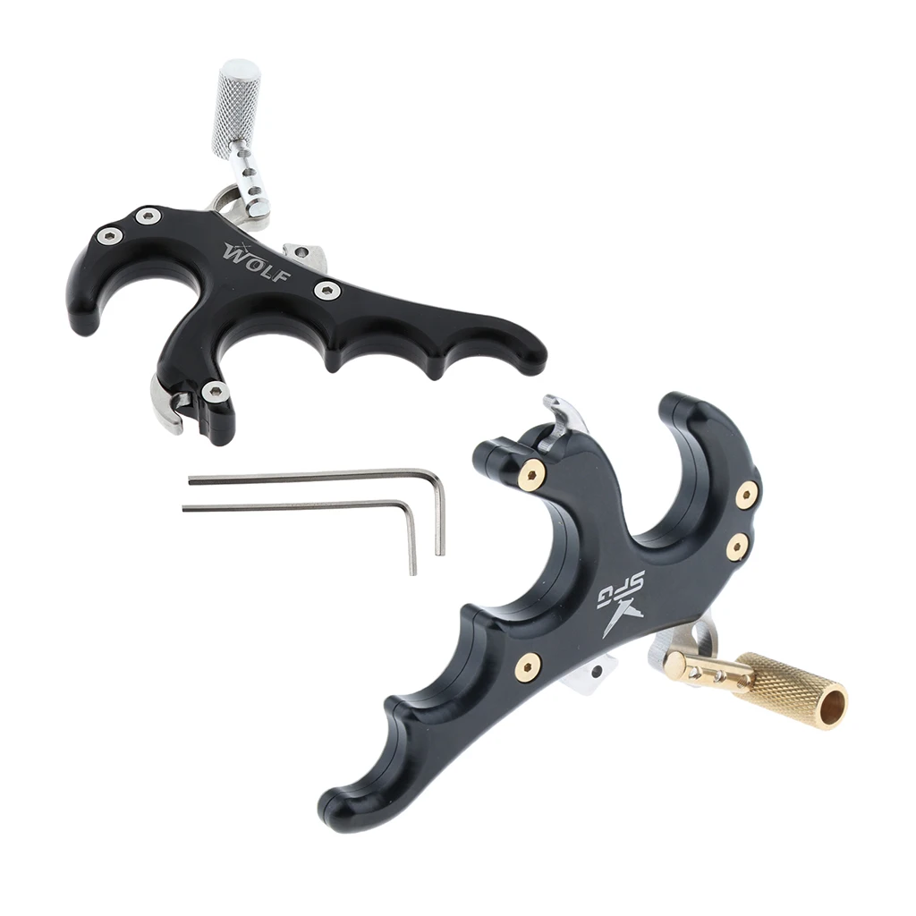 2pcs Compound Bow Archery Release Aid Trigger 4 Finger Grip Archery accessories for Target Hunting Practice Training Beginners