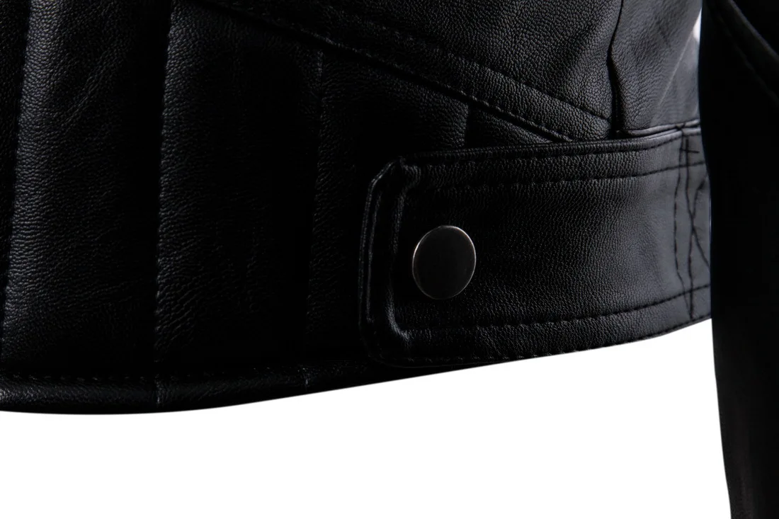 Flash Sale Men's hooded motorcycle leather jacket zipper pocket leather PU Full Slim men's leather jacket