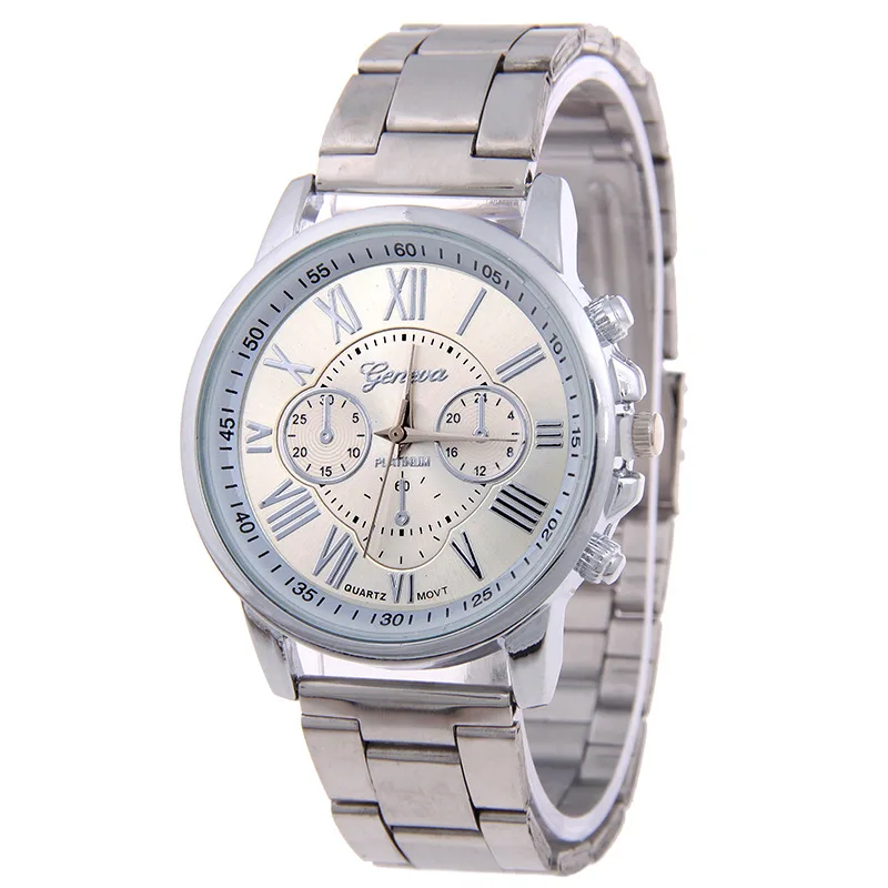 

New Style Geneva False Eyes Double Layer Letter Decoration Stainless Steel Watch for Both Men And Women Quartz Watch