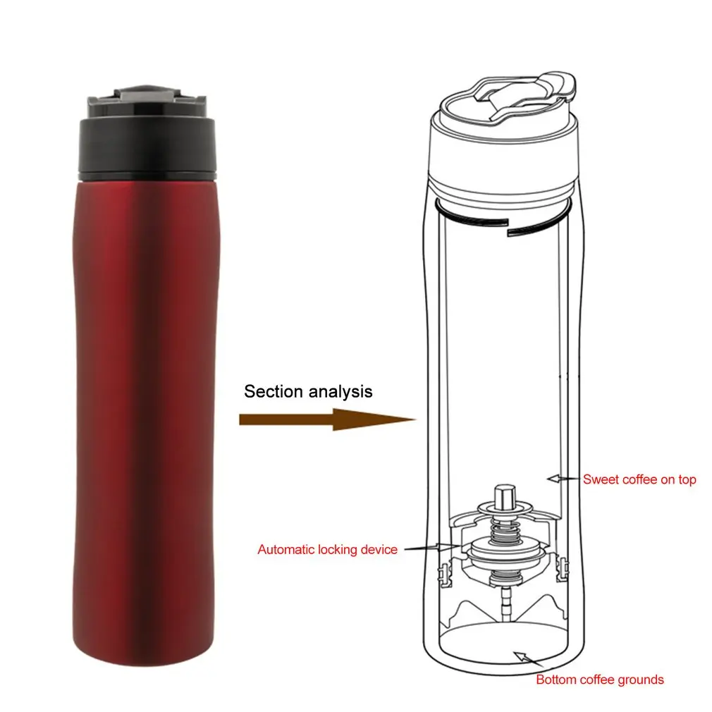 

350ML Stainless Steel French Press Coffee Pot Brewer Maker Kettle With Coffee Plunger Filter Double Wall Vacuum Mug Pot