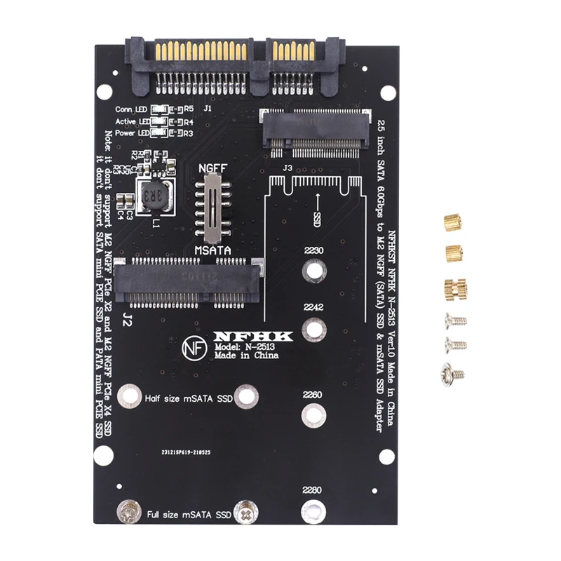 Плата-адаптер TISHRIC M.2 MSATA-SATA 2 5 дюйма SATA 6 0 Гбит/с SSD-накопитель на 3 карта-адаптер для