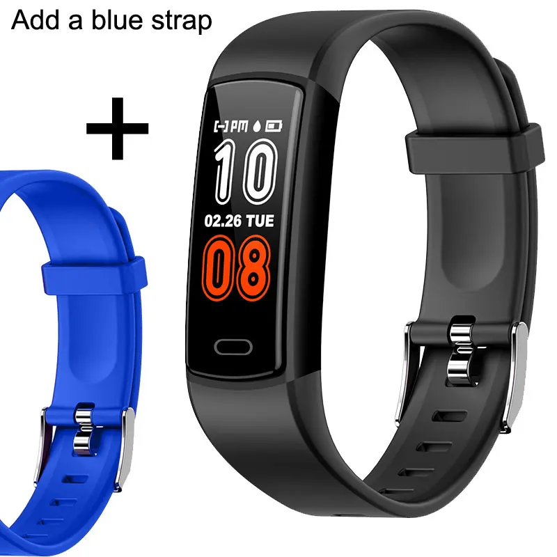 Add a blue strap Фитнес-браслет, измеритель артериального давления, IP67, водонепроницаемый смарт-браслет для мужчин и женщин, пульсометр, Facebook, напоминание, Y29, Смарт-часы - Цвет: Add a blue strap