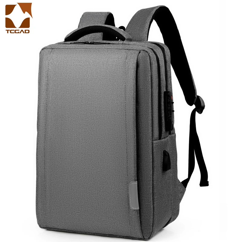 Backpack unisex USB External Charge Reflect light 15.6 Inch Laptop Shoulders Backpack Men Anti-theft Waterproof Travel Backpack