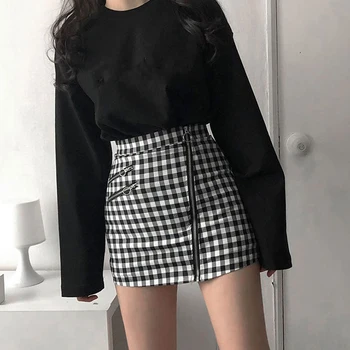 

Korean Clothes Plaid Casual Women Mini Skirt Female 2020 Summer Empire A-Line Skirts Ladies Above Knee Kawaii Sweet Cute Skirt