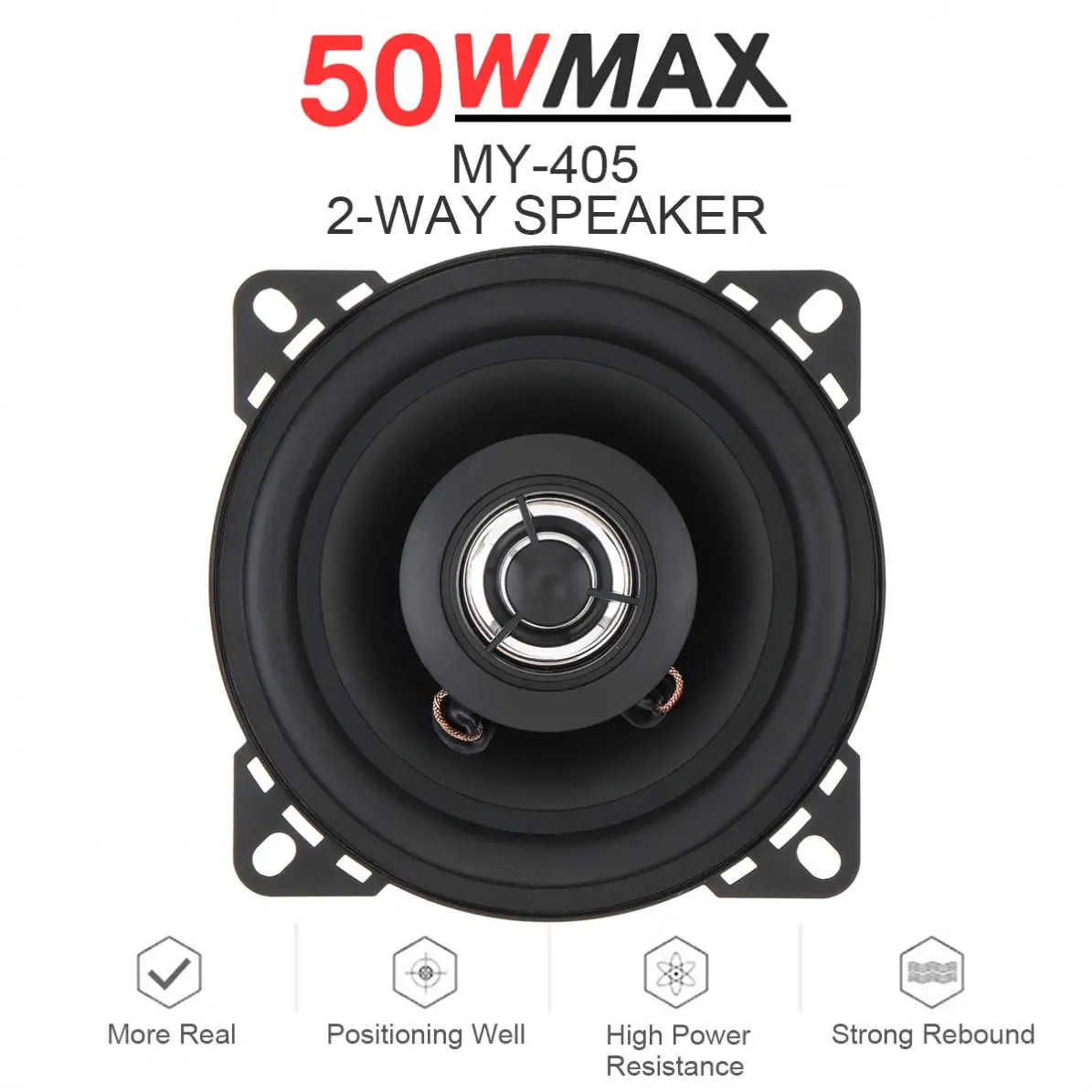 

1pcs 4 Inch 10mm 50W 2-Way Car HiFi Coaxial Speaker Vehicle Door Auto Audio Music Stereo Full Range Frequency Speakers New