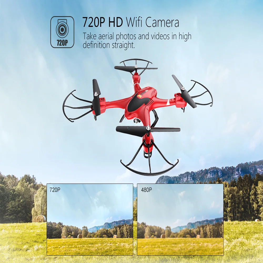 Holy Stone HS200 RC Drone With Camera 720P HD WiFi FPV Drones Five Speed Modes 4 Channels RC Helicopter 6-Axis Gyro Quadcopter