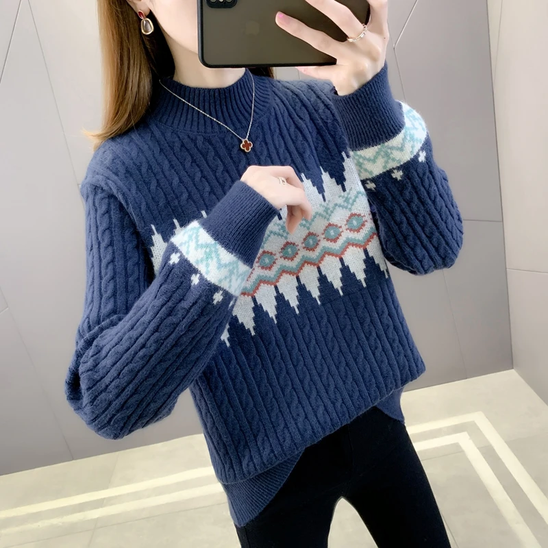 

21324 (3 room 5 on 5) cartoon film geometry twist and a half sets turtleneck sweater [1017] 49