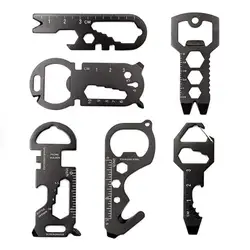 EDC – porte clés en acier inoxydable en forme de clé, outil de poche multifonction avec ouvre bouteille de bière, outils polyvalents pour l'extérieur 