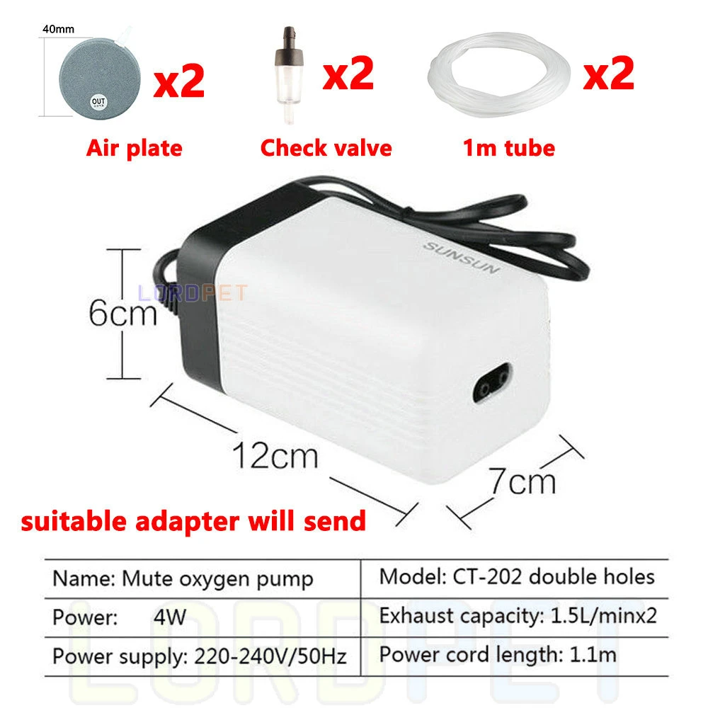 ct20122 Sunsun Air Pump Aerator Adjustable Oxygen Pump Ultra Silent Air Compressor Single Double Four Outlet 220v For Fish Tank - Цвет: ct20122