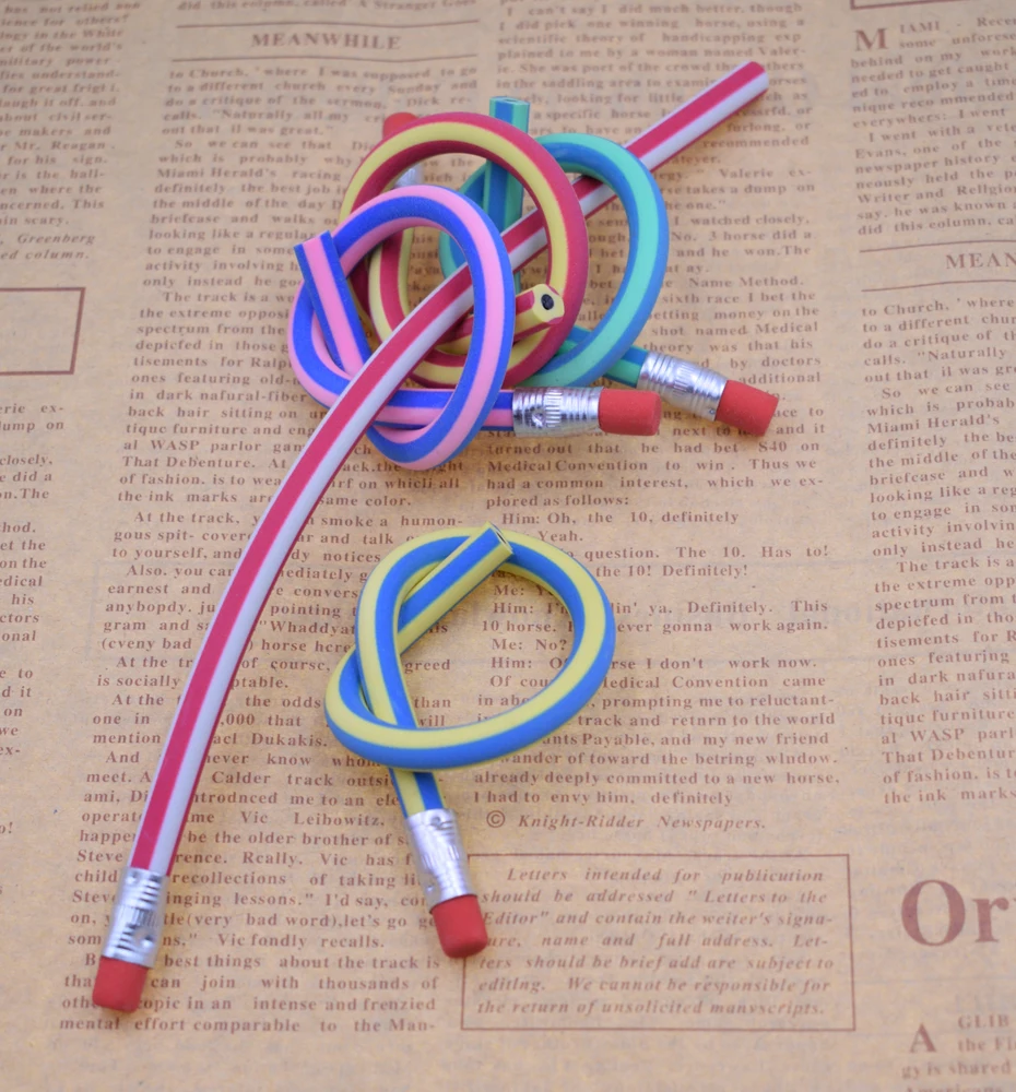 

5PCS Pencil With Eraser For Kids Colorful Magic Bendy Flexible Soft Pencils Writing Suplies Gift