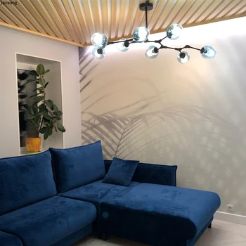 

Nordic LED Light Fixtures Gradient Color Glass Molecular Lamp Living Room Pendant Lights Loft Hanging Lamp Bedroom Home Decor