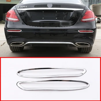 

2Pcs Bright Silver ABS Car Rear Fog Light Decorative Frame For Mercedes Benz E-Class W213 200l E300l 2016-2018 Car Accessories