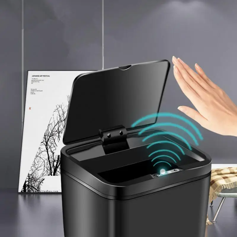 

12L Inductive Smart Dustbin Stainless Steel Kitchen Home Automatic Trashcan Bathroom USB Charge Auto Smart Sensor Waste Bin